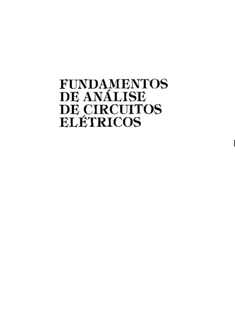 Fundamentos De Análise De Circuitos Elétricos David E Johnson Pdf