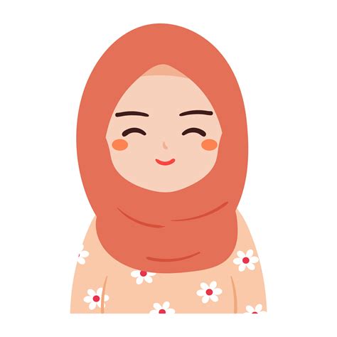 Main Dessin Dessin Anim Girl Porter Hijab Sourire Figure