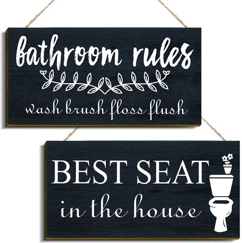 Amazon Jetec 2 Pieces Funny Bathroom Wall Decor Signs Rustic