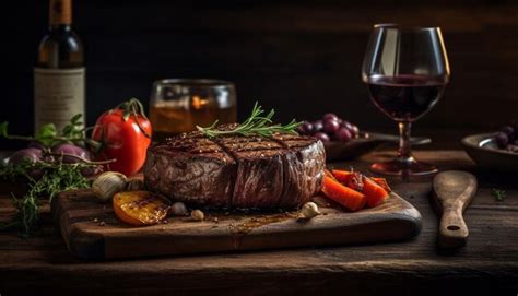Premium Ai Image Grilled Sirloin Steak With Smoked Garlic Bread
