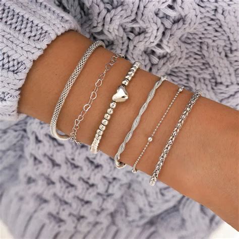 WUKALO ensemble de Bracelets bohème pour femmes couleur argent