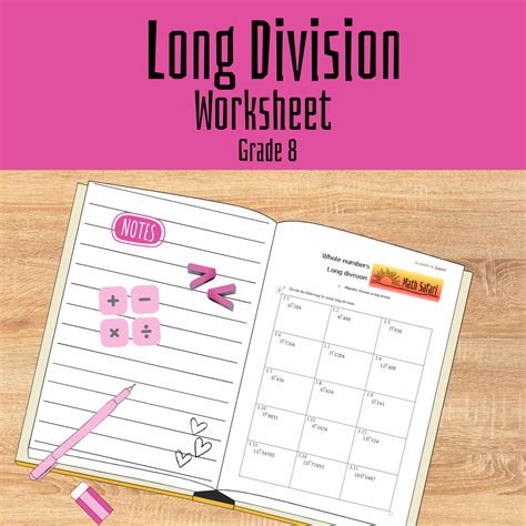 Long Division Worksheet Whole Numbers • Teacha