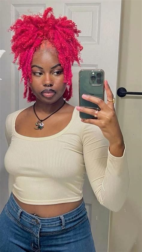 Hot Pink Locs Inspiration Natural Hair Styles Pink Hair Short Locs Hairstyles