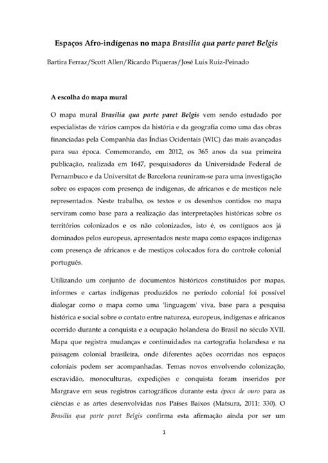 PDF Espaços Afro indígenas no mapa Brasilia qua parte paret Belgis