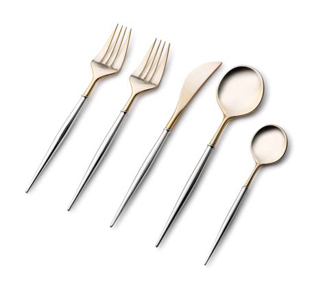 This beautiful and modern gold and silver plastic silverware set is ...