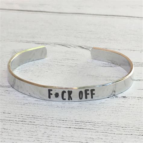 FCK OFF Cuff Bracelet Fuck Off Aluminum Cuff Cuss Curse Etsy