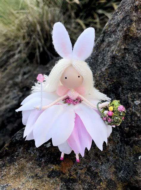 Flower Fairy Doll Bunny Easter Fairy Doll Miniature Easter Basket