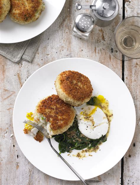 Smoked Haddock Fish Cakes With Spinach And Poached Egg Bbc Good Food