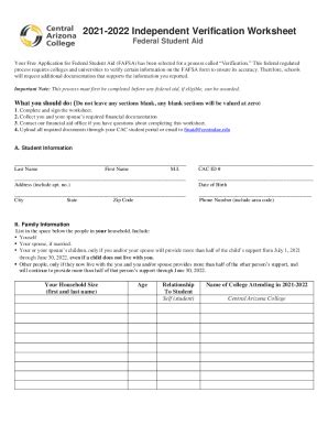 Fillable Online 20212022 Verification Worksheet V5 Independent