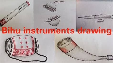 Assam 5 Bihu Instruments Drawing With Pen Easy Step By Stepdhol