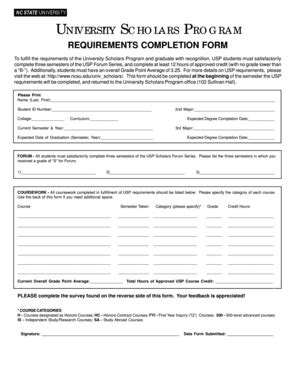 Fillable Online Ncsu Requirements Completion Form Ncsu Fax Email