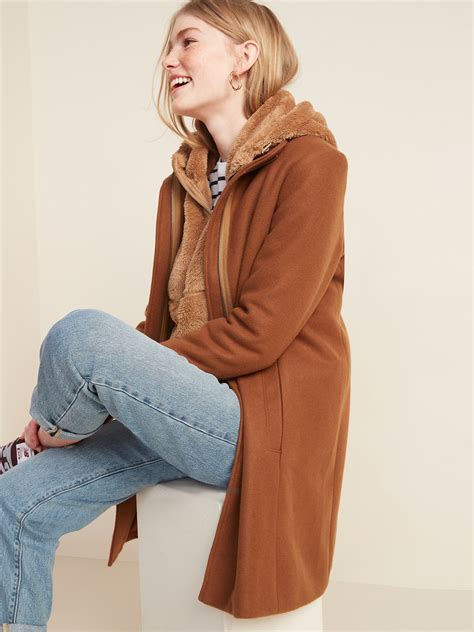 Relaxed Soft Brushed Funnel Neck Coat For Women Old Navy