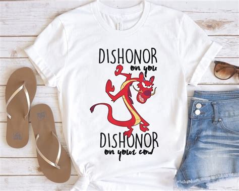 Disney Mulan Funny Mushu Dishonor On Your Cow Graphic Adult Shirt