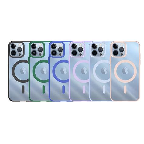 Funda Transparente Borde Color Magsafe Para IPhone 13 Pro Max 6 Colores