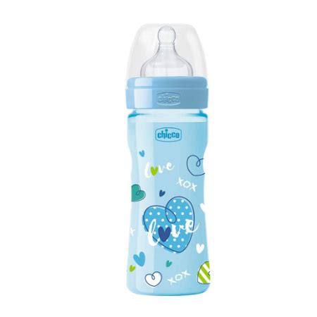 Chicco Wellbeing Biberón con tetina de silicona y flujo medio para