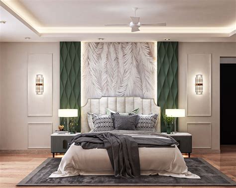 Spacious Master Bedroom Design With Curved Headboard Livspace