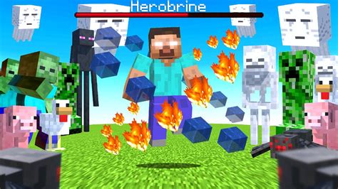 Herobrine Vs Every Minecraft Mob Epic Battle Youtube