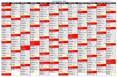 Calendario 1808 Da Stampare Con Festivita Santi E Fasi Lunari