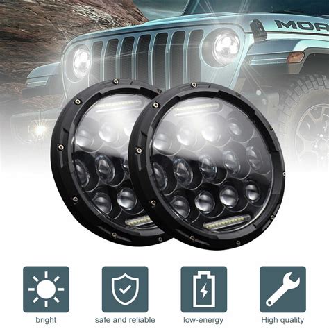 Dot Pair Inch Led Headlights Halo Angle Eye For Jeep Wrangler Jk Tj