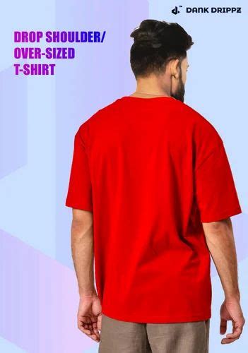 Plain Red Men Drop Shoulder Cotton T Shirt Round Neck At Rs 220 In