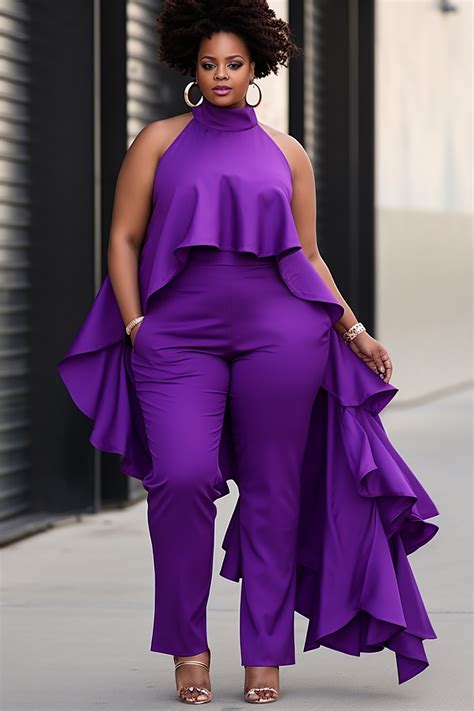 Xpluswear Design Plus Size Mother Of The Bride Elegant Purple Wrap Neck