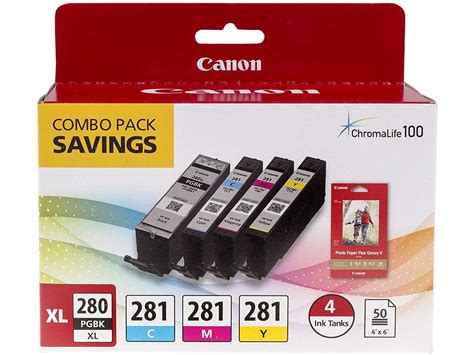 Canon CLI 281 XL Ink Cartridge Value Pack Black Cyan Magenta Yellow