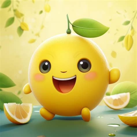 Premium Ai Image Happy Lemon Cartoon Mascot