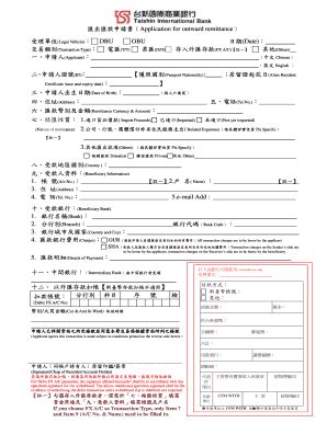 Fillable Online Application For Outward Remittance Fax