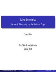 Lecture Labor Economics Lecture Monopsony And The Minimum Wage