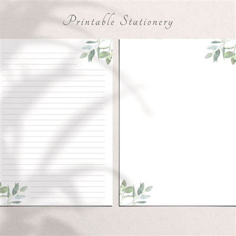 Green Leaves Printable Stationary Printable Writing Paper Etsy