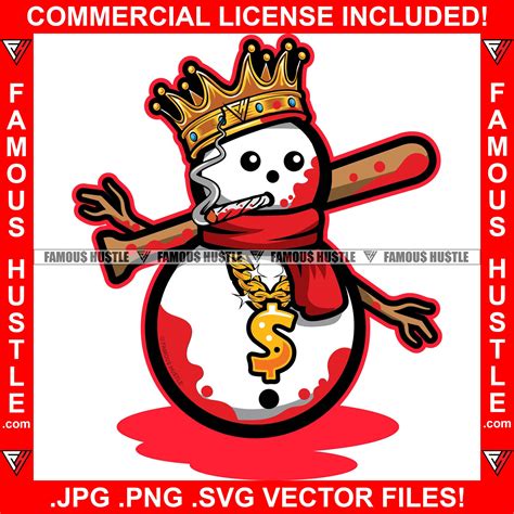 Gangsta By Blood King Snowman Bloody Baseball Bat Smoking Cigar Gold D