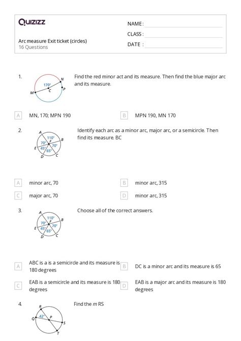 50 Radians And Arc Length Worksheets For 10th Grade On Quizizz Free