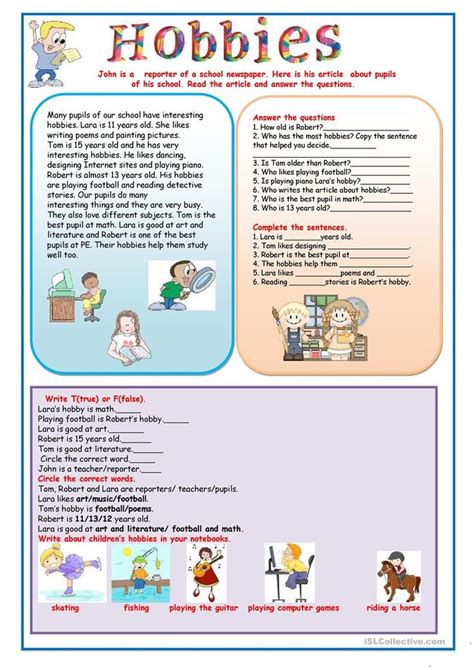 Hobbies Worksheet Free ESL Printable Worksheets Made By Teachers