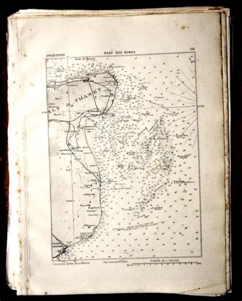 1881 ANTICA MAPPA Militare MARGA RADE DES DUNES ANGLETERRE AETNA