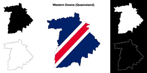 Western Downs, Queensland outline map set 44571776 Vector Art at Vecteezy