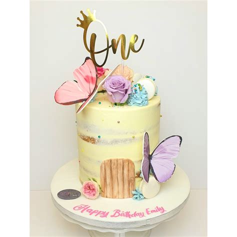Floral With Edible Print Butterfly Naked Cake Cakes For Girls Custom Sugaholic Cake