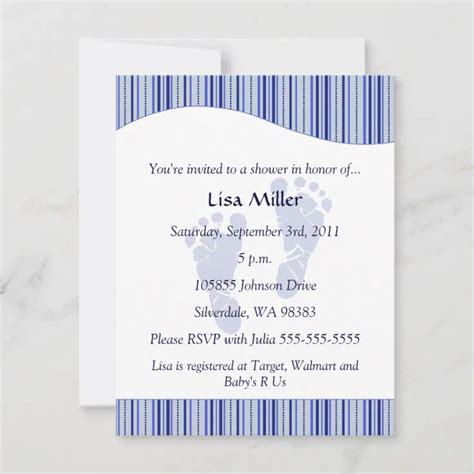 Baby Footprints Baby Shower - Blue Invitation | Zazzle