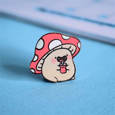 Cute Mushroom Enamel Pin Kawaii Mushroom Pin Rose Gold Mushroom Hard Enamel Pin Lapel Pin Etsy