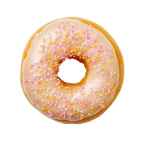 Donut With Pink Glaze And Colorful Sprinkles On Isolated Background