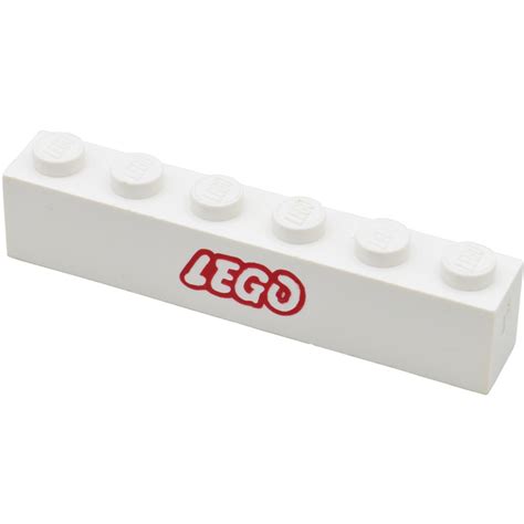 LEGO Brick 1 X 6 With Red LEGO Open O Logo 3009 Brick Owl