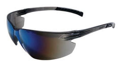 Radnor Classic Plus Series Safety Glasses With Gray Frame And Blue Polycarbonate Hard Coat