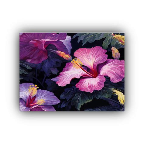 Cuadro Hibiscus Flores Estilo Galer A Pintura Acuarela Belleza En Canva