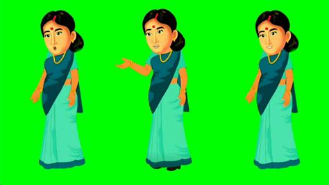 Free No Copyright Green Screen Cartoon Character Indian Women YouTube