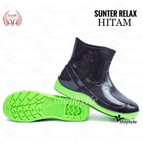 Jual Sepatu Boots Karet Pendek Sunter Relax Hitam Sol Scotlite Glossy