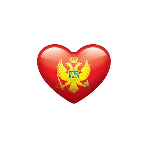 Montenegro Flag Vector Art PNG Montenegro National Flag Heart Love