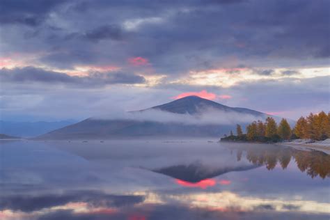 Trees Calm Clouds Maxim Evdokimov Hills Forest Mist Nature