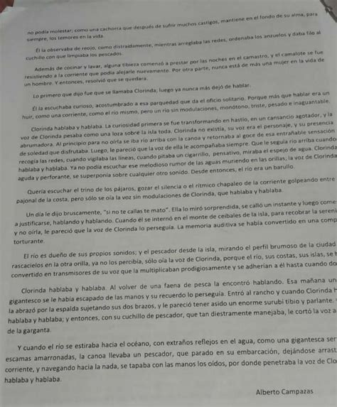 inventar una historia que le pasó a Clorinda antes de llegar a la isla