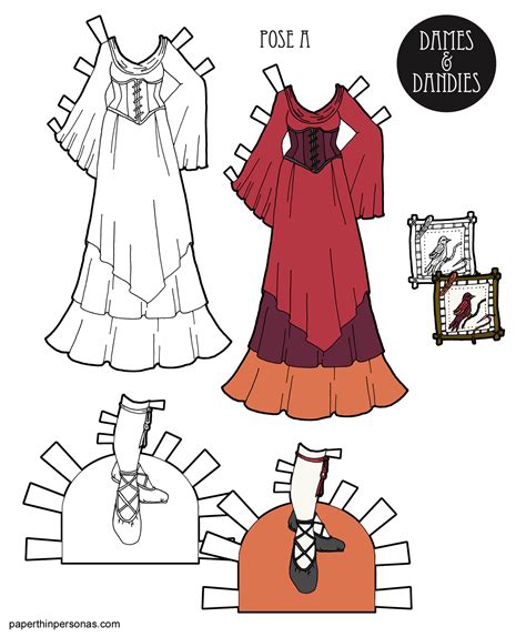 A Fantasy Maiden Paper Doll Gown In Sunset Colors • Paper Thin Personas