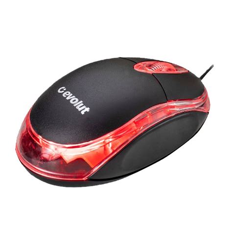 Mouse Fio Usb Ptico Dpi Preto Led Vermelho Evolut Eo