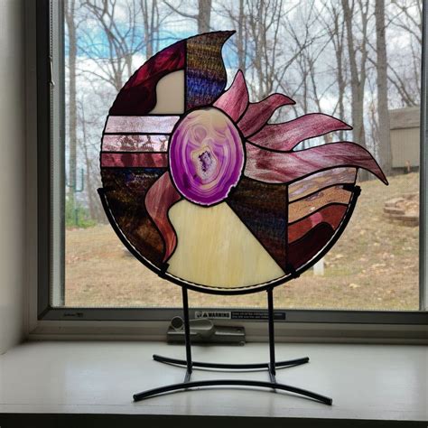 Stained Glass Round, Purple, Agate, - Etsy | Stained glass wall art ...